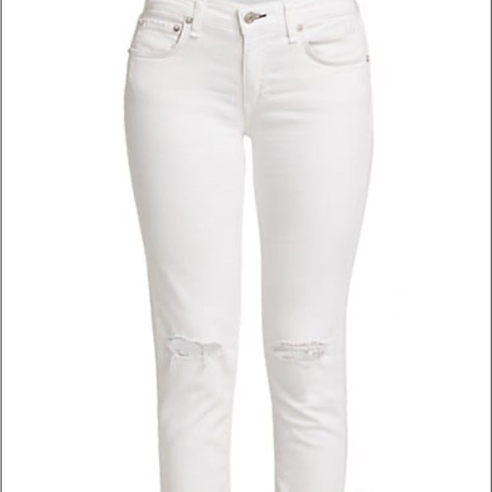 NWT rag & bone Jeans White Prospctr Dre Capri Distressed Size 26, 28, 29 or 30 - Picture 2 of 16